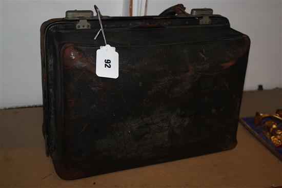 Gladstone bag, silver dressing table set and book set
